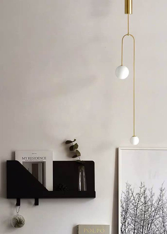 Arched Twin Light Brass Pendant