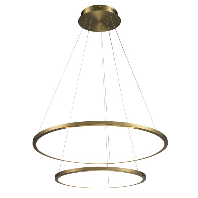 Brass Ring Twin Light Core LED Chandelier