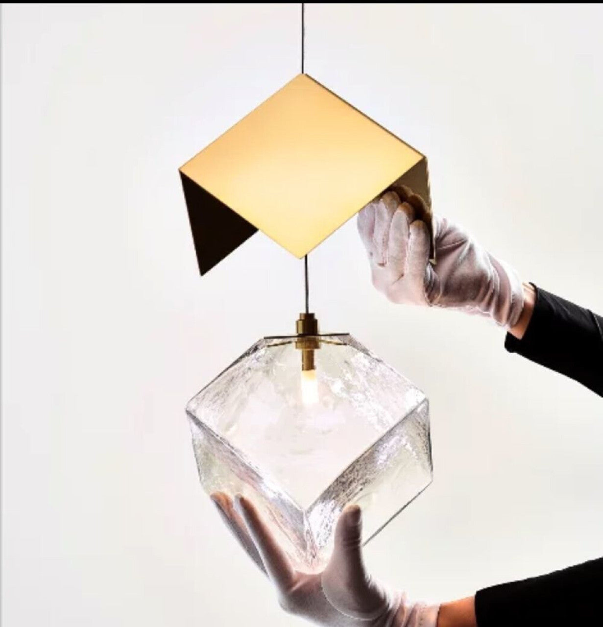 Cube Golden Glass Pendant Light