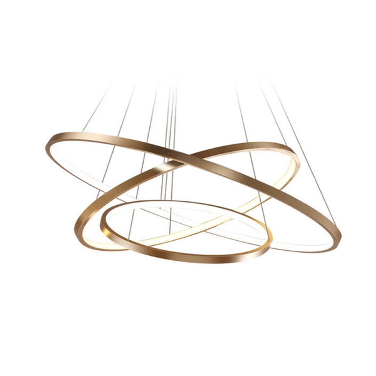 Planetary Rings Brushed Gold LED Chandelier